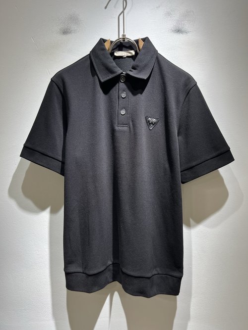 Bottega Veneta Solid Color Polo Shirt with Genuine Leather Logo
