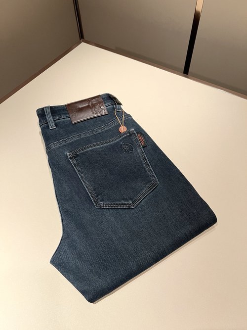 Hermes Denim Straight Jeans with Waist Tag Logo