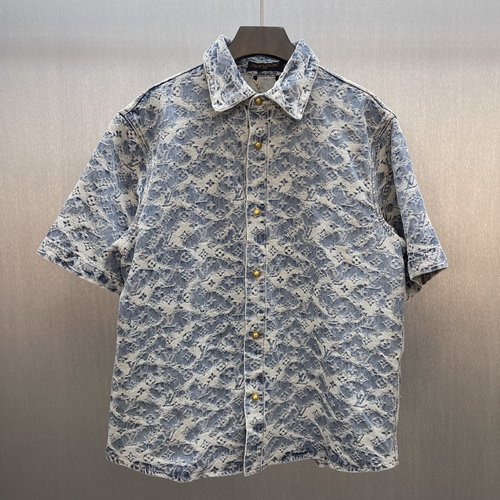 Gucci Foggy Monogram Embroidered Denim Truck Shirt