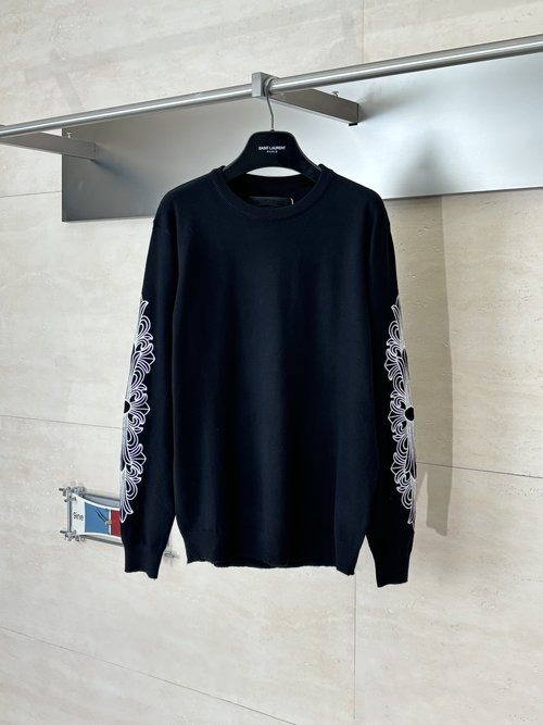 Hermes Embroidered Wool-Cashmere Knit Sweater