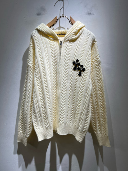 Chrome Hearts Unisex Knitted Wool Sweater with Leather Logo