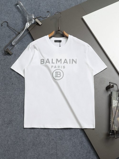 Balmain Upgraded Logo Print Comfortable Short-Sleeve Tee