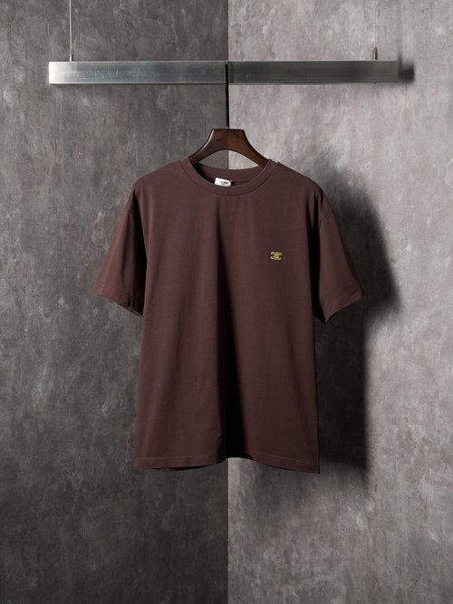 Celine Embroidered Collared Short-Sleeve T-Shirt with Good Durability