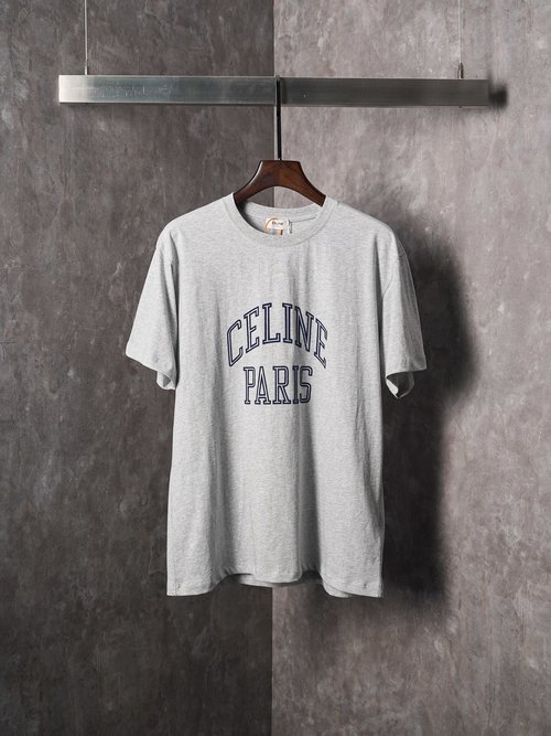Celine Flocked Letter Round-neck T-shirt