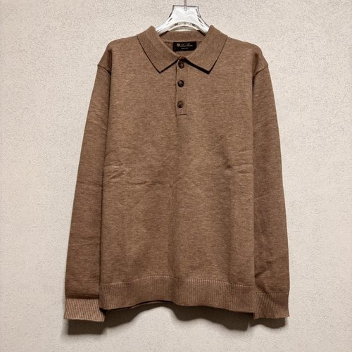 Loro Piana Silk-Wool Knit Polo Sweater (No Logo Samples)