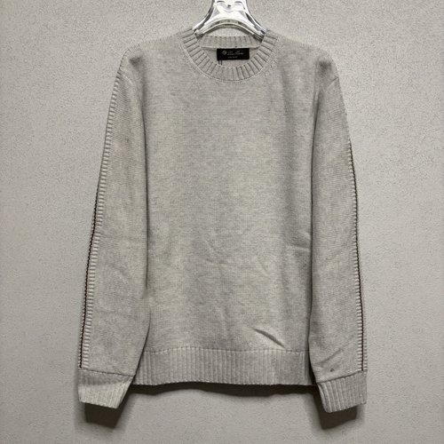 Loro Piana Unlabeled Line Embroidery Wool Knit Collar Sweater