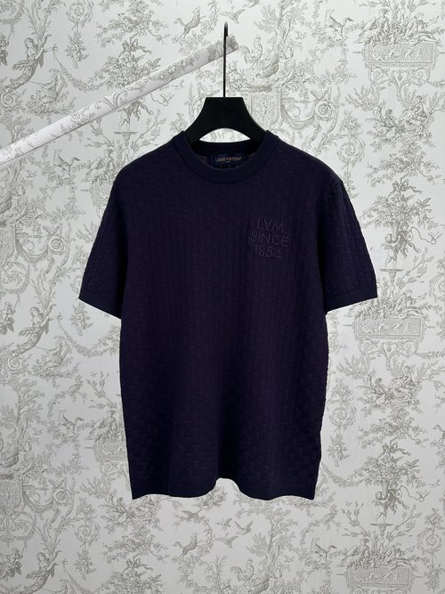Louis Vuitton Damier Jacquard Short-Sleeve Round-Neck Shirt