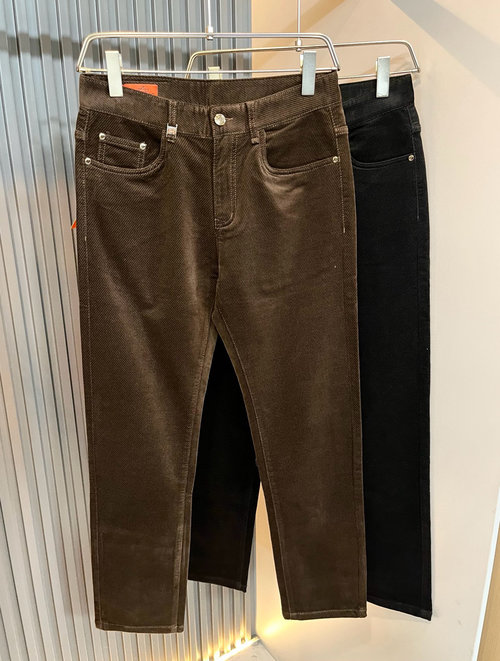 Hermes High - end Corduroy Casual Pants with Logo