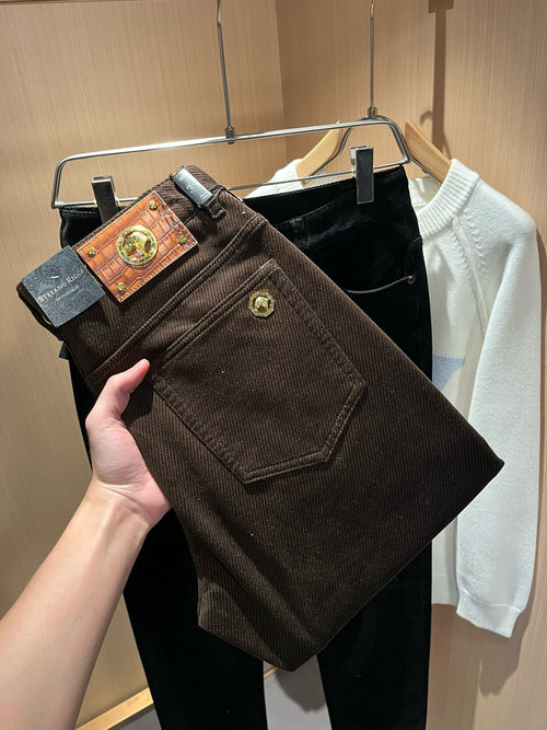 Stefano Ricci Top-quality Corduroy Pants with an Iconic Eagle Design