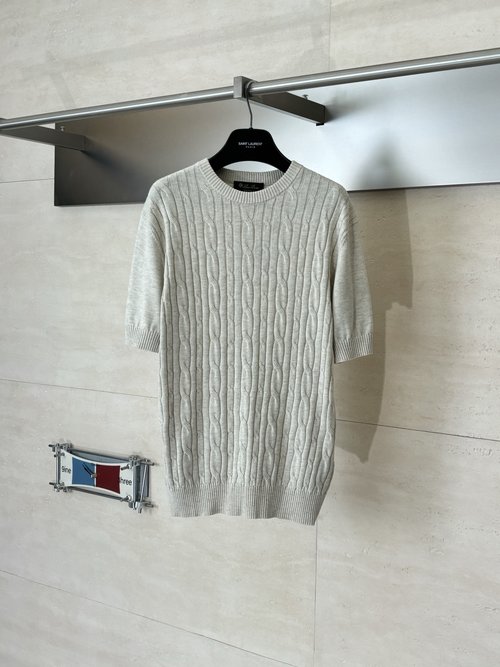 Loro Piana Soft Knit Crew Neck Short Sleeve Top