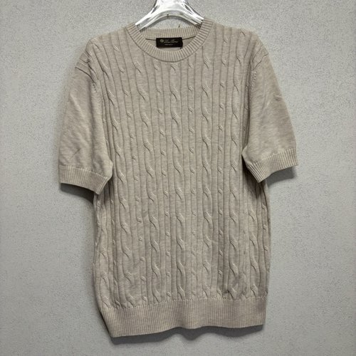 Loro Piana Vine Round-Neck Knitted Short Sleeve Shirt Resembling Stars