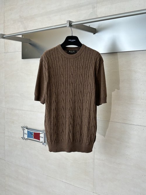 Loro Piana Soft Knit Crew Neck Short Sleeve Top