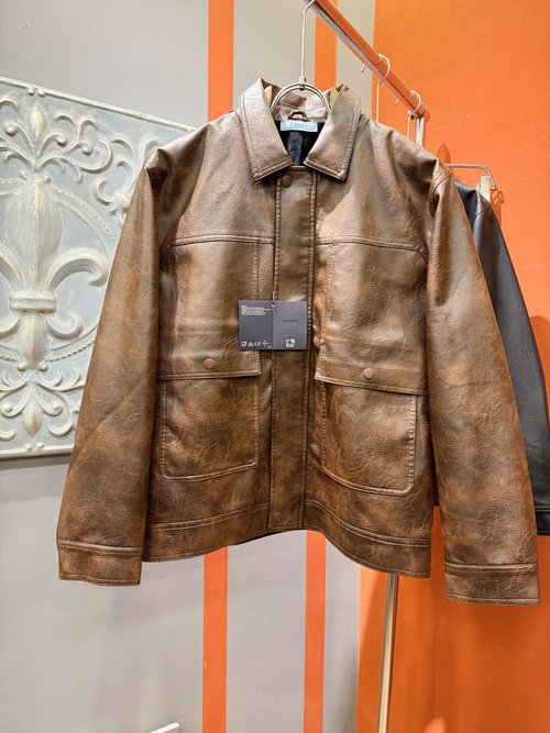 Prada Luxury Protein Leather Jacket, Elegant and Comfortable