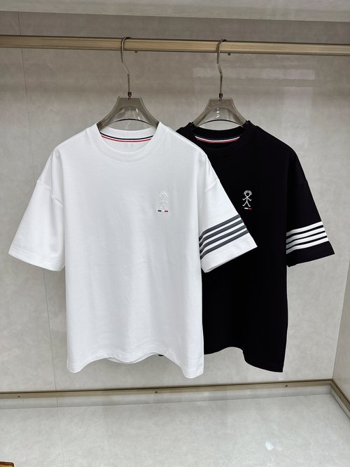 Thom Browne Embroidered Round Neck T-Shirt with Premium Fabric