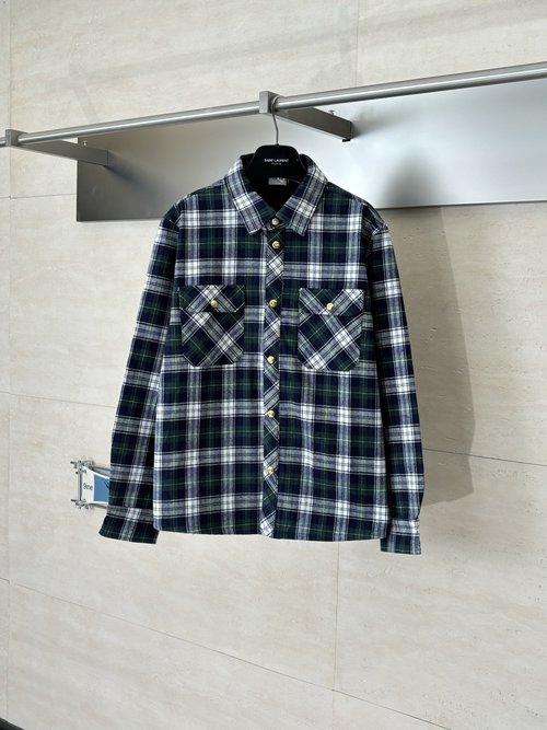 Celine Flannel Checked Shirt with Custom Buttons