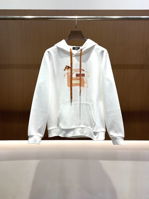 Fendi Heavy Embroidered Hooded Sweatshirt