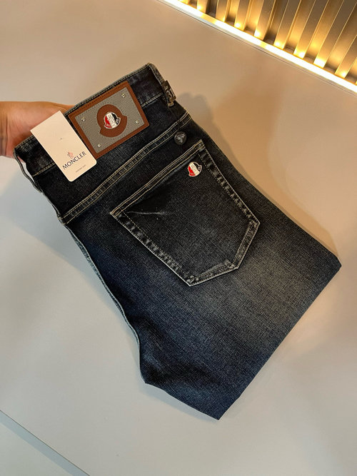 Moncler Premium Cotton Jeans with Logo Badge