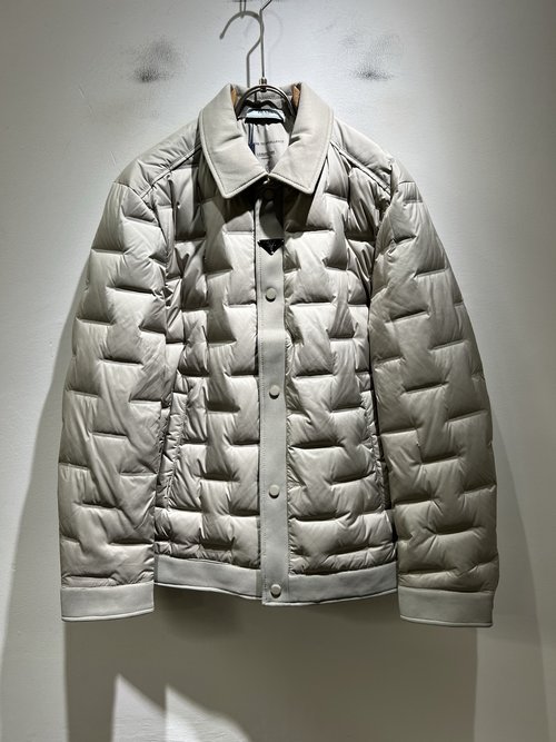 Prada Waterproof Down Jacket with Logo Decoration
