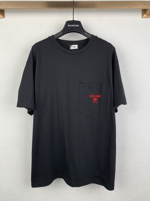 Celine Embroidered Short Sleeve T-Shirt in Premium Fabric