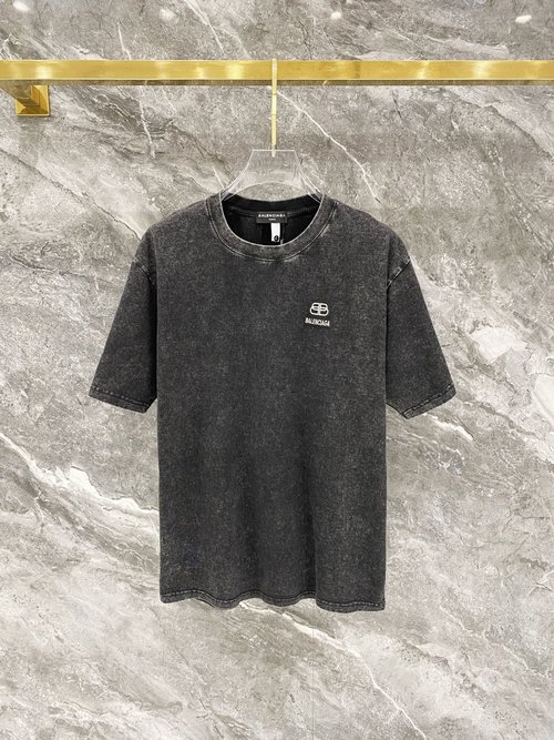 Balenciaga Distressed Cotton T-shirt with Logo and Print
