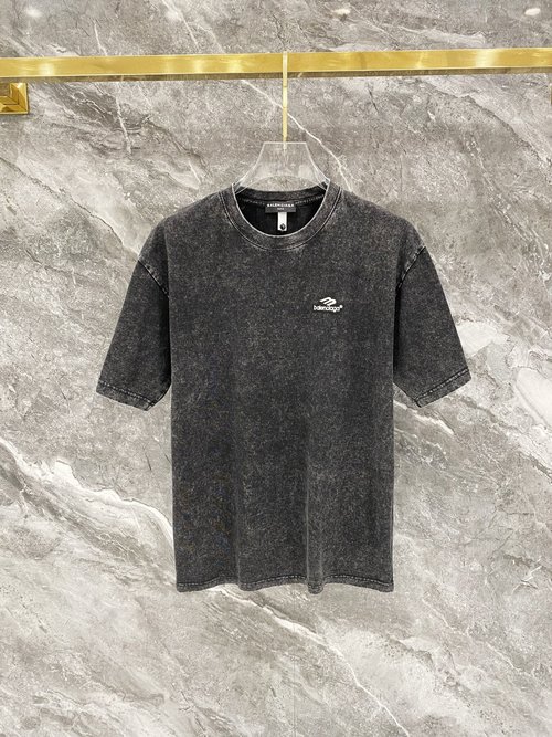 Balenciaga Vintage-Washed Cotton T-Shirt with Large Logo