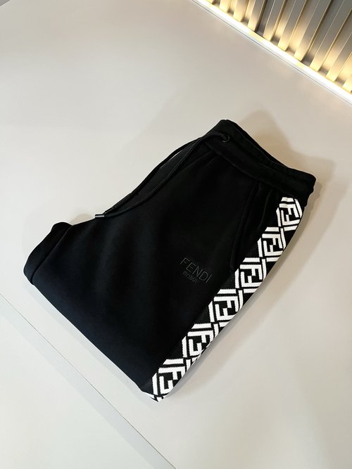 Fendi Casual Drawstring Pants with Logo Embroidery