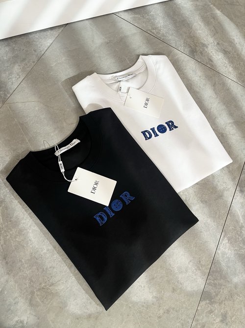 Dior 260g Cotton Short Sleeve T-Shirt with Logo Pressing