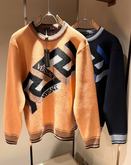 Versace Imported Wool Sweater Featuring Exquisite Decoration