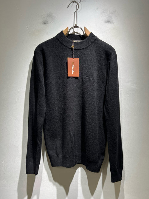 Loro Piana Breathable Knit Sweater Adorned with Logo Embroidery