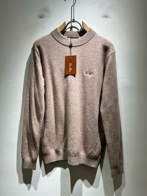 Loro Piana Breathable Knit Sweater Adorned with Logo Embroidery