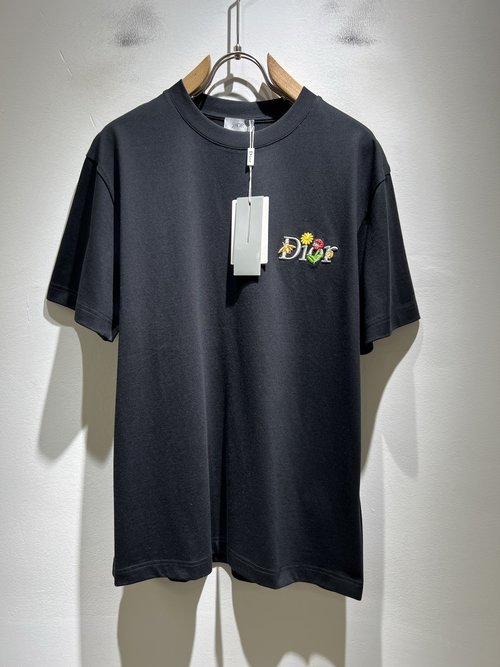 Dior Short-Sleeve T-Shirt with Logo Embroidery and Printing