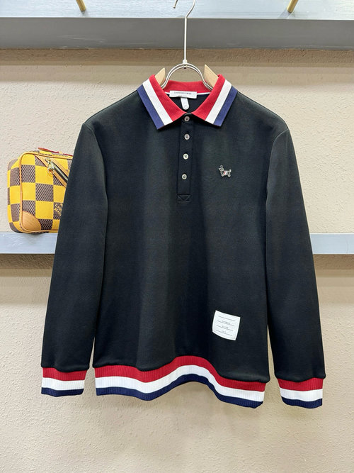 Thom Browne Classic Long - Sleeve Top with Logo, Soft and Versatile