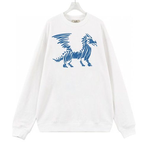Hermes Cotton Long Sleeve Sweatshirt with Logo Print