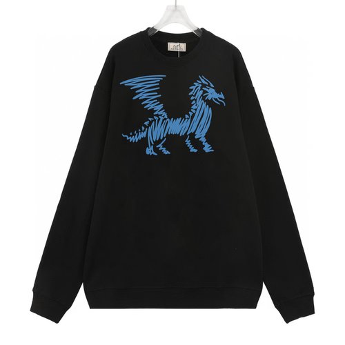 Hermes Cotton Long Sleeve Sweatshirt with Logo Print