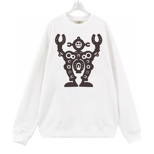 Hermes Custom Cotton Logo Printed Long Sleeve Sweatshirt