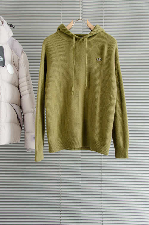Dior Elegant Hooded Wool Sweater, Breathable & Comfortable Fit