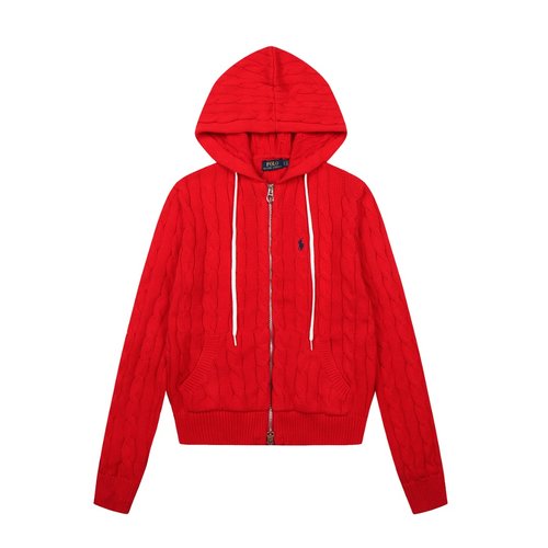 Polo Ralph Lauren Solid Color Embroidered Logo Full-Zip Hooded Jacket