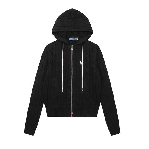 Polo Ralph Lauren Solid Color Zip-up Hooded Jacket with Embroidery