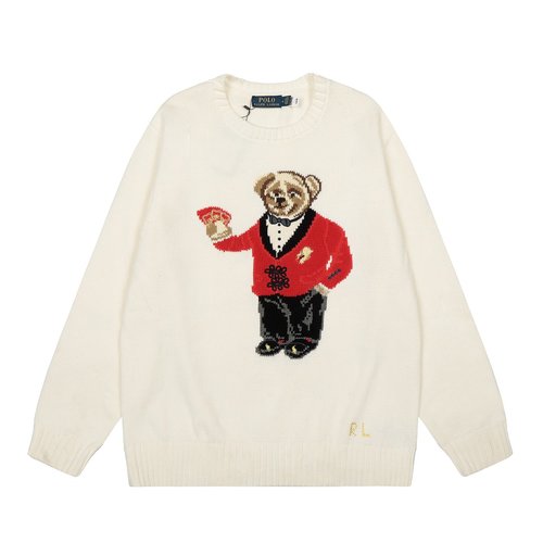Polo Ralph Lauren Red Envelope Bear Knit Sweater for Couples
