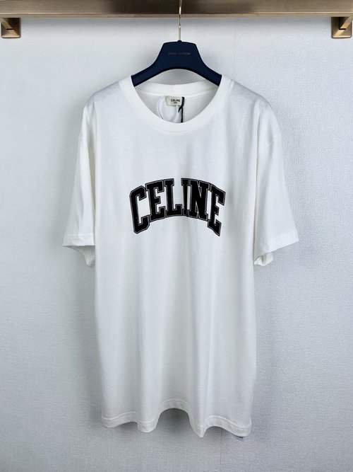 Celine Flannel Printed Short Sleeve Crew Neck T-shirt