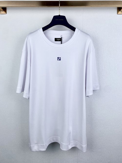 Fendi High-Density Embroidered Cotton Short Sleeve T-shirt