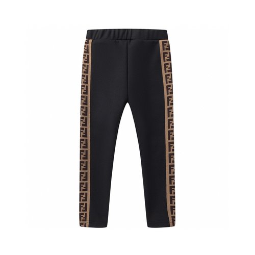 Fendi Girls High-End Leggings with Side Jacquard & Light Fleece Yoga Fabric