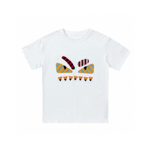 Fendi Kids Premium Cotton T-Shirt with Monster Embroidery