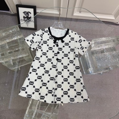Gucci Comfortable & Pretty Girls Dress All-Over Tonal GG Embroidery 
