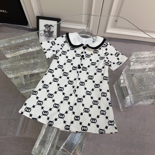 Gucci Girls Embroidered Dress with GG Motif, Comfortable & Stylish