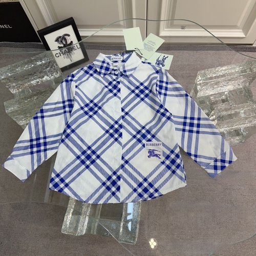 Burberry Boys High-End Cotton Dress Shirt with Logo Buttons & Horse Motif 