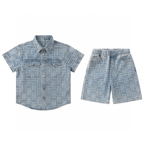 Kenzo Kids Premium Striped Jacquard Set (Light Denim Blue)