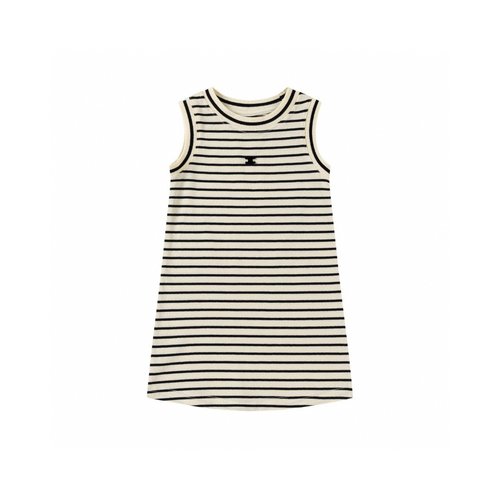 Celine High-End Girls Striped A-Line Cotton Jacquard Dress