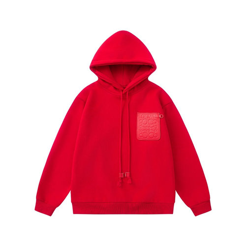 Loewe Kids Color Block Fleece Sweatshirt with Leather Pocket 