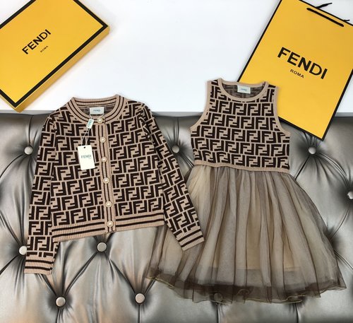 Fendi Girls Cardigan & Sleeveless Dress Set - Soft & Warm